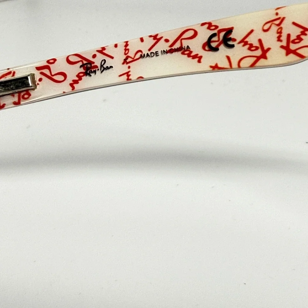 Ray-Ban RB 5228 5014 Black Red Script Logo Eyeglass Frames 50-17-140